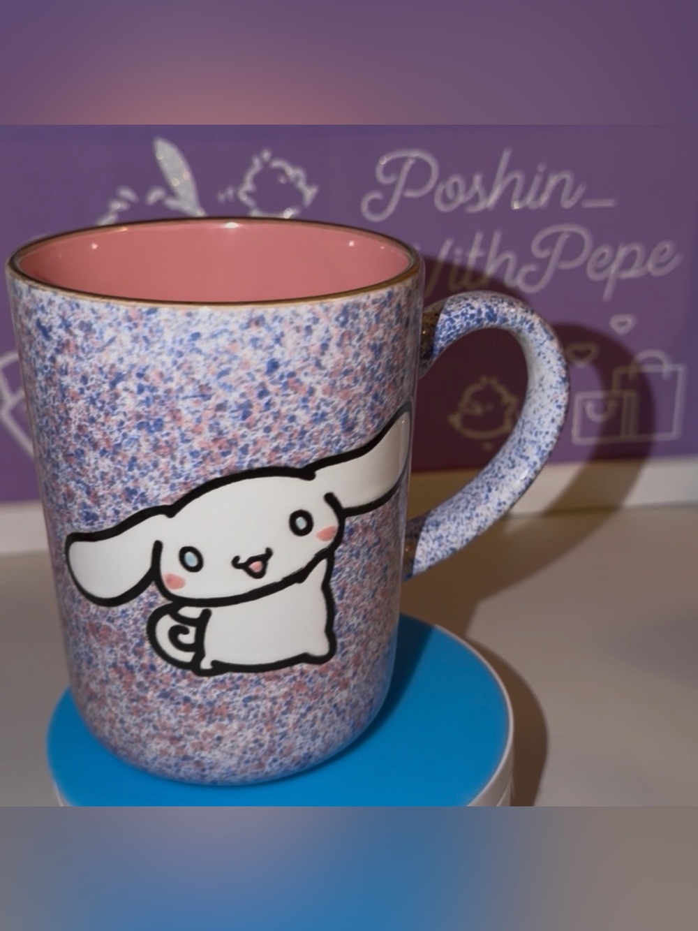 💜NWOT Sanrio Cinnamoroll Speckled Pink Interior Ceramic 12 Oz Mug